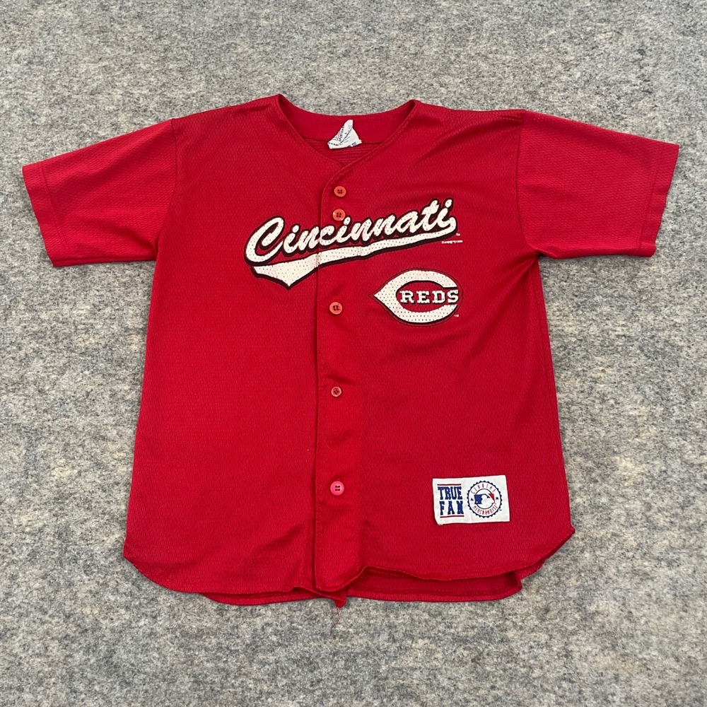 VTG True Fan MLB Barry Larkin Cincinnati Reds Baseball Jersey #11 Youth Large